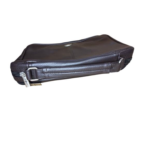 Christian Art Gifts Brown Faux Leather Bible Cover Case Double Zip 2006 Large - Picture 6 of 11